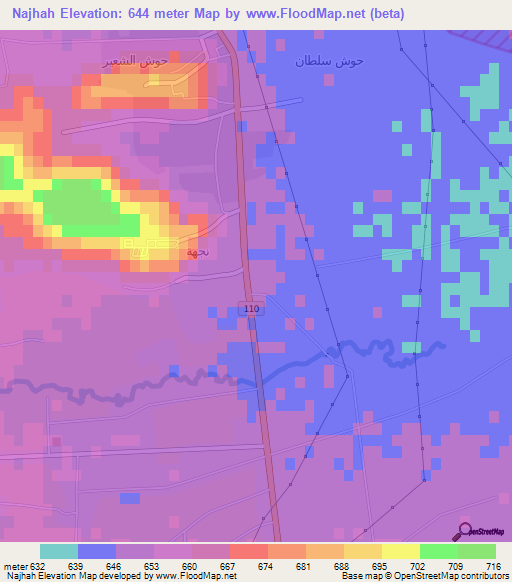 Najhah,Syria Elevation Map