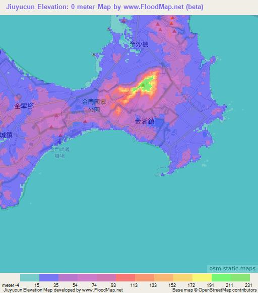Jiuyucun,Taiwan Elevation Map