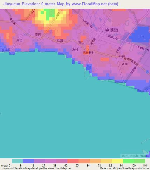 Jiuyucun,Taiwan Elevation Map