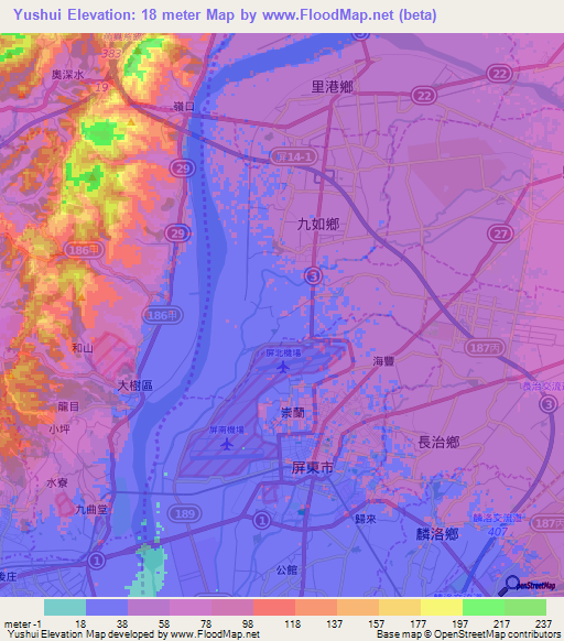 Yushui,Taiwan Elevation Map