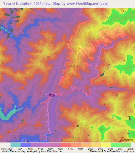 Youshi,Taiwan Elevation Map