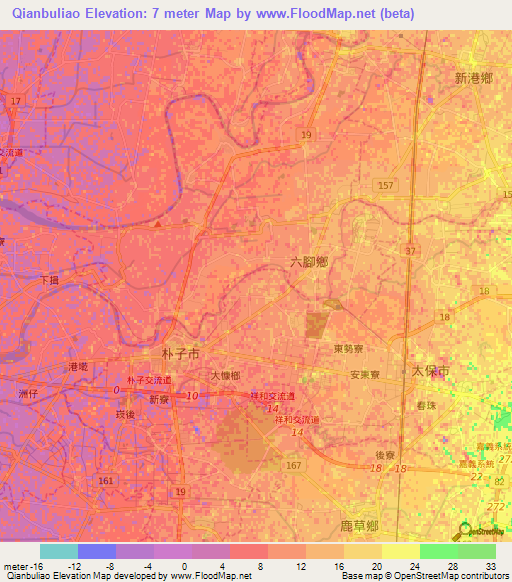Qianbuliao,Taiwan Elevation Map