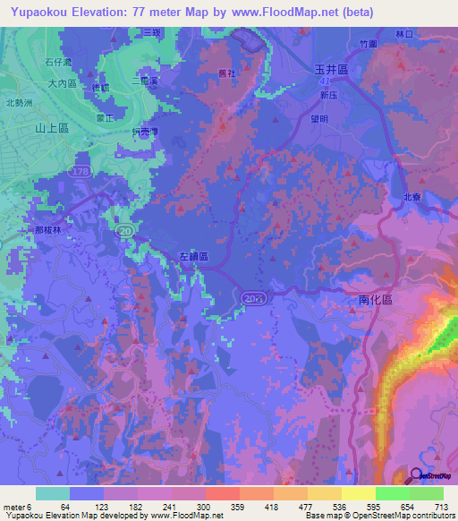 Yupaokou,Taiwan Elevation Map