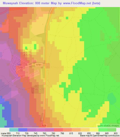 Muwaysah,Syria Elevation Map