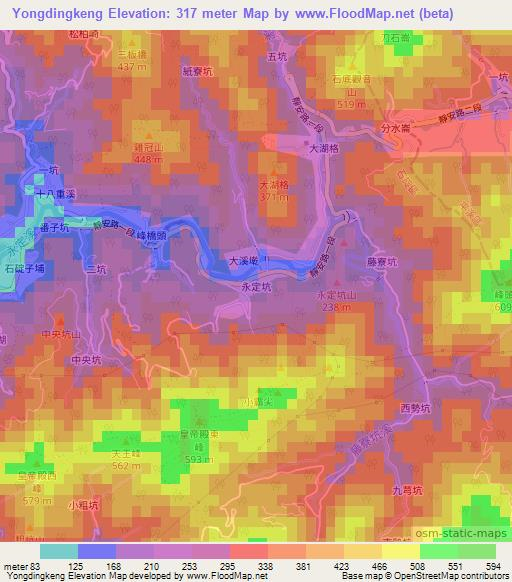 Yongdingkeng,Taiwan Elevation Map