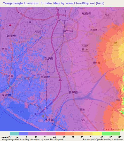 Yongshenglu,Taiwan Elevation Map