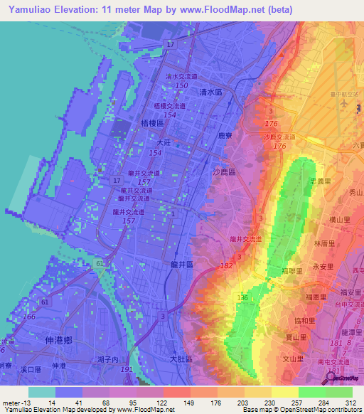 Yamuliao,Taiwan Elevation Map