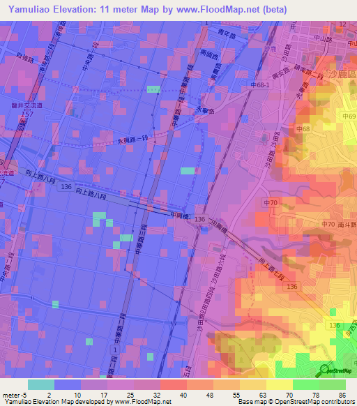 Yamuliao,Taiwan Elevation Map