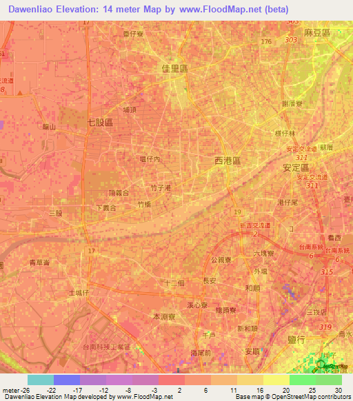Dawenliao,Taiwan Elevation Map