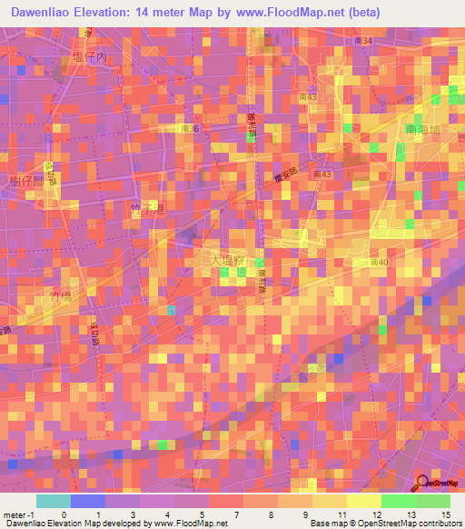 Dawenliao,Taiwan Elevation Map