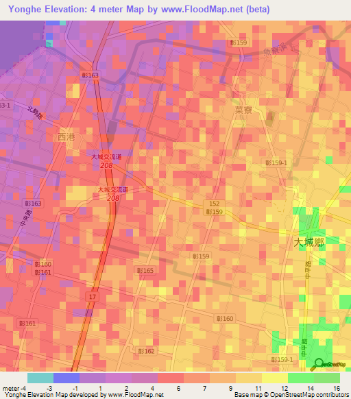 Yonghe,Taiwan Elevation Map