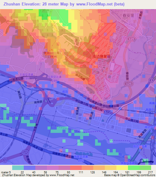 Zhushan,Taiwan Elevation Map