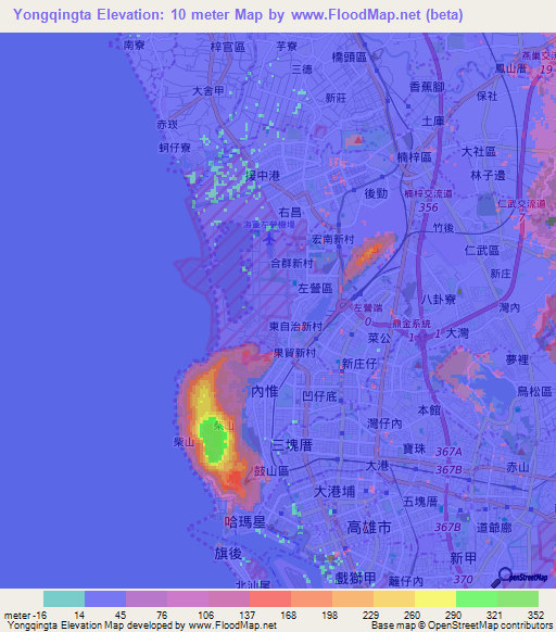 Yongqingta,Taiwan Elevation Map