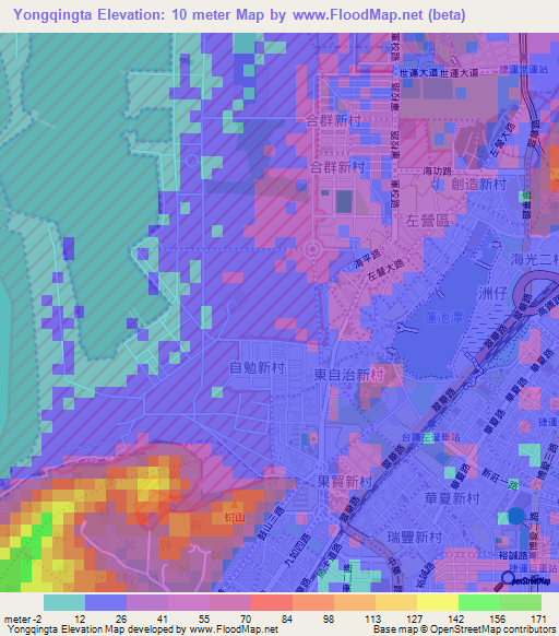 Yongqingta,Taiwan Elevation Map