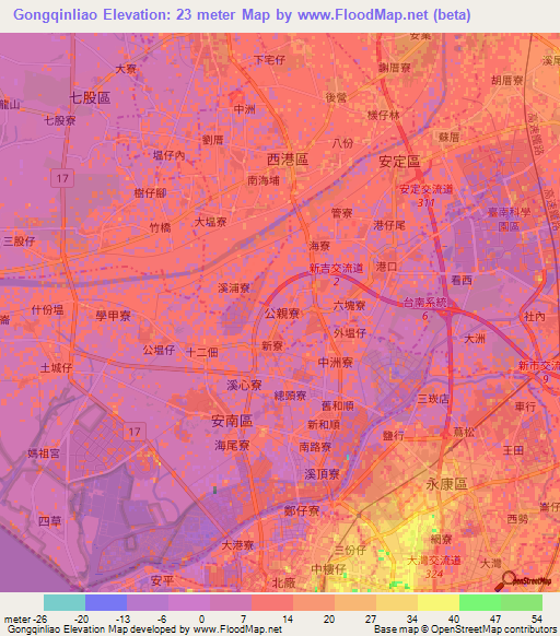 Gongqinliao,Taiwan Elevation Map