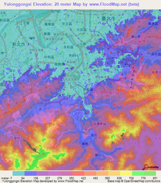 Yulonggongsi,Taiwan Elevation Map