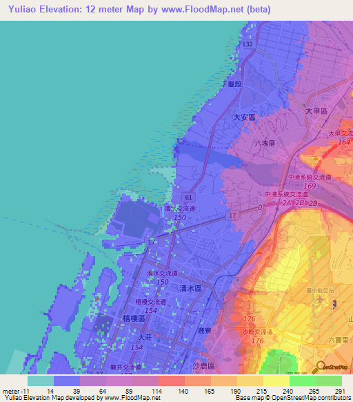 Yuliao,Taiwan Elevation Map