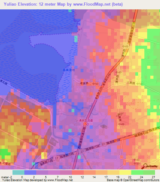 Yuliao,Taiwan Elevation Map