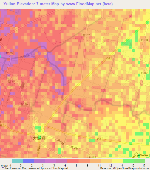 Yuliao,Taiwan Elevation Map