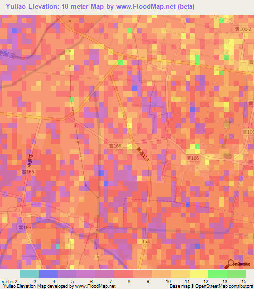 Yuliao,Taiwan Elevation Map