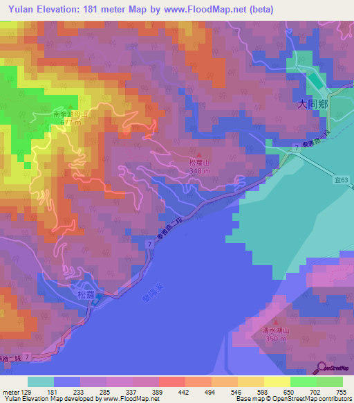 Yulan,Taiwan Elevation Map