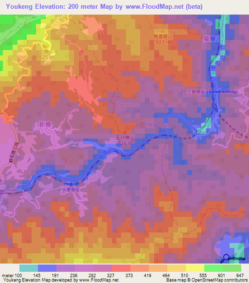 Youkeng,Taiwan Elevation Map