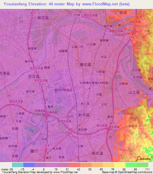 Youxianfang,Taiwan Elevation Map