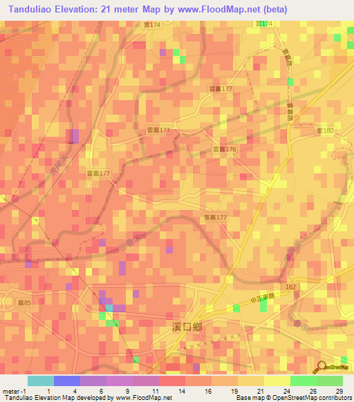 Tanduliao,Taiwan Elevation Map