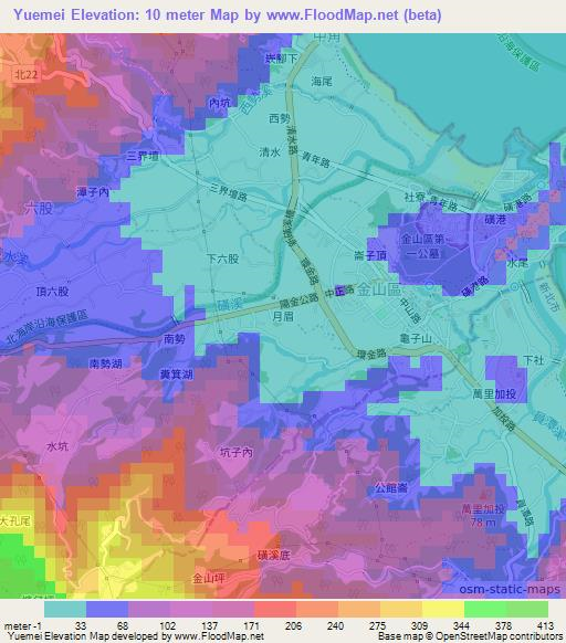 Yuemei,Taiwan Elevation Map