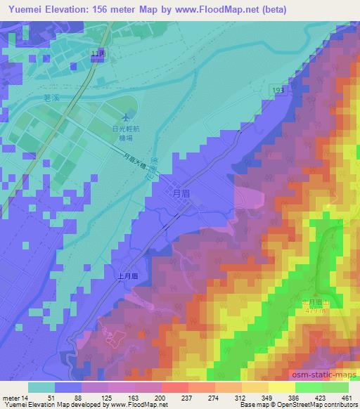 Yuemei,Taiwan Elevation Map