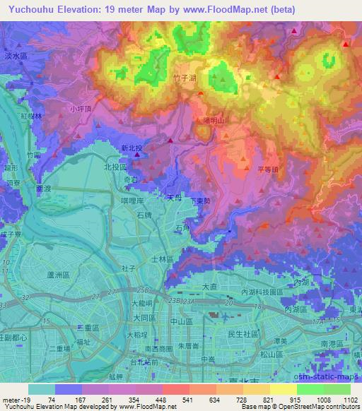 Yuchouhu,Taiwan Elevation Map