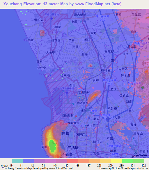 Youchang,Taiwan Elevation Map