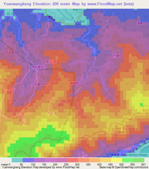 Yuanwangkeng,Taiwan Elevation Map