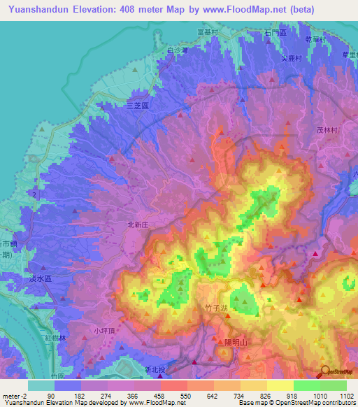 Yuanshandun,Taiwan Elevation Map