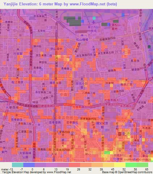 Yanjijie,Taiwan Elevation Map
