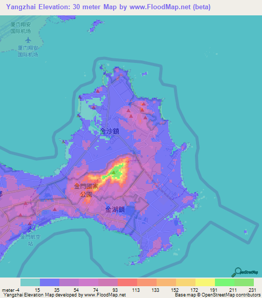 Yangzhai,Taiwan Elevation Map