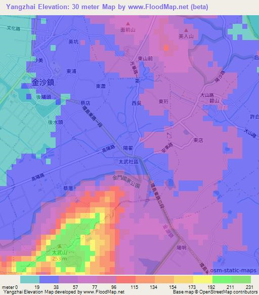 Yangzhai,Taiwan Elevation Map