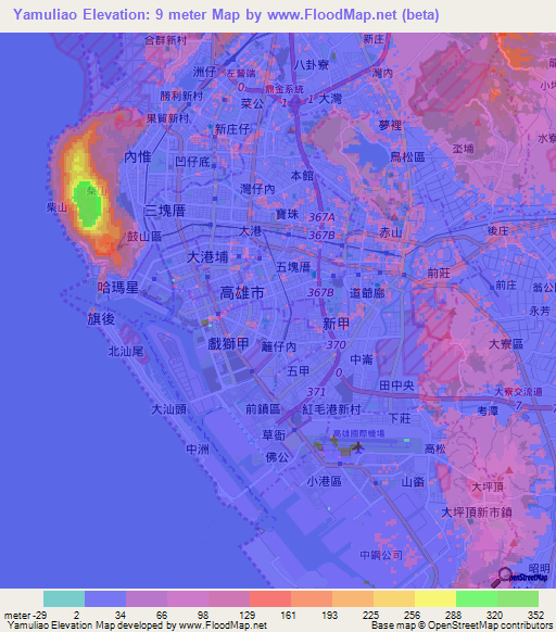 Yamuliao,Taiwan Elevation Map