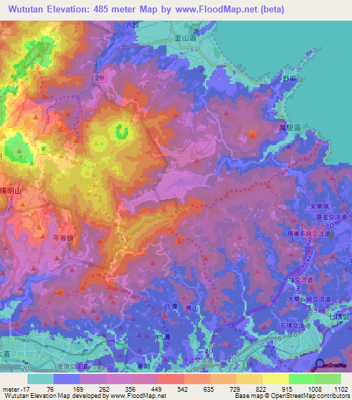 Wututan,Taiwan Elevation Map