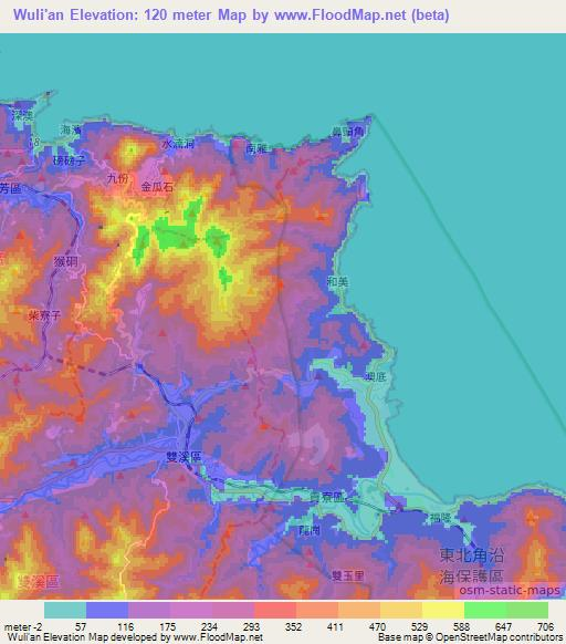 Wuli'an,Taiwan Elevation Map