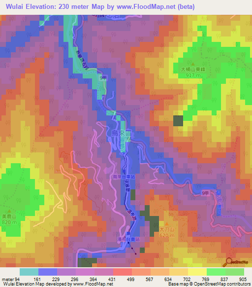 Wulai,Taiwan Elevation Map