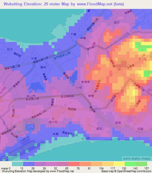 Wukuiting,Taiwan Elevation Map