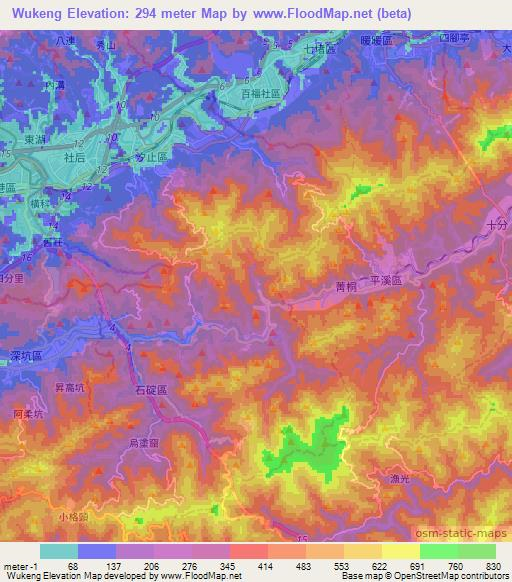 Wukeng,Taiwan Elevation Map