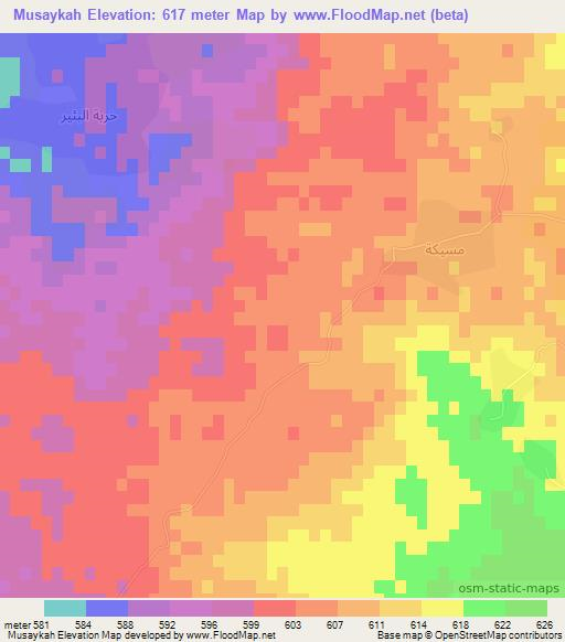 Musaykah,Syria Elevation Map