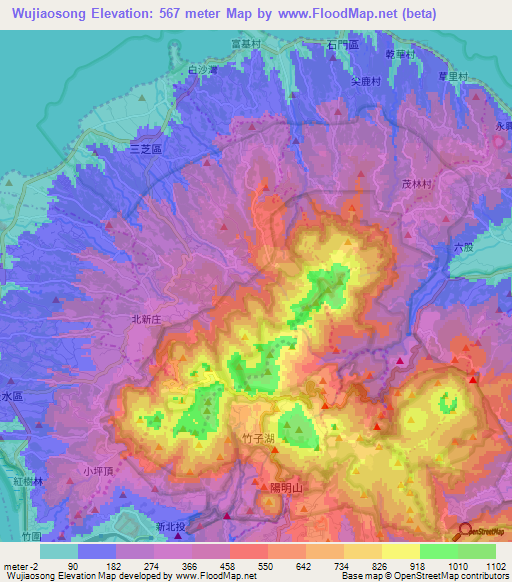 Wujiaosong,Taiwan Elevation Map