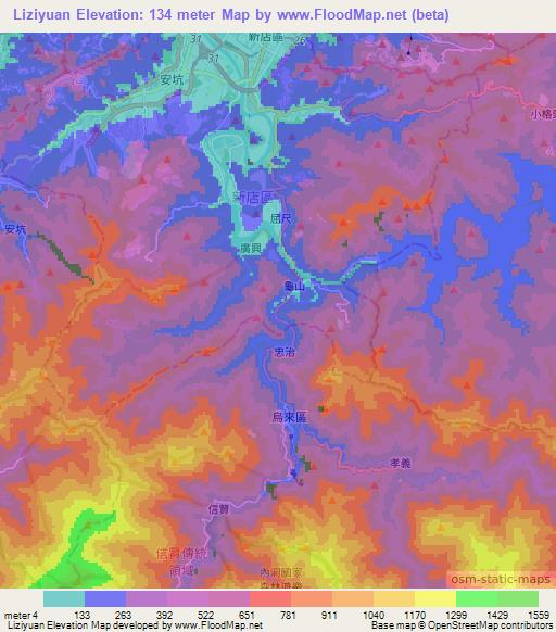 Liziyuan,Taiwan Elevation Map