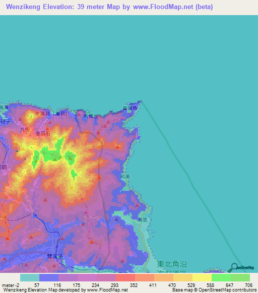 Wenzikeng,Taiwan Elevation Map