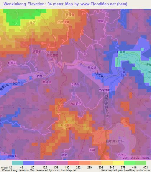 Wenxiukeng,Taiwan Elevation Map