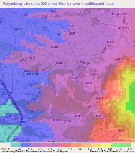 Wayaokeng,Taiwan Elevation Map