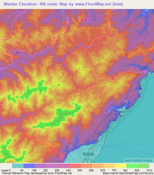 Wantan,Taiwan Elevation Map
